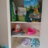 2 guinea pigs a cage, bedding, toys, and food